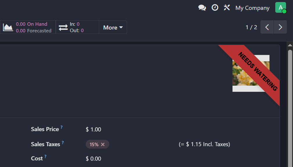 Ribbon showing this product needs watering