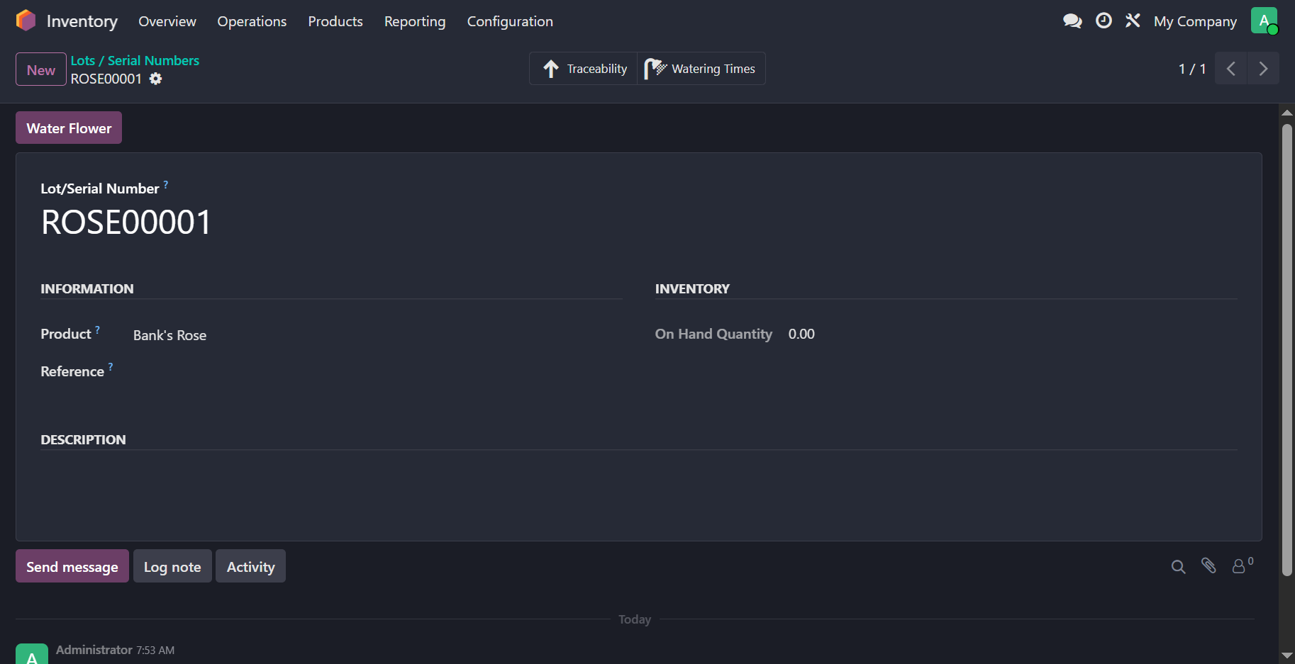 Flower lot created using sequence from product