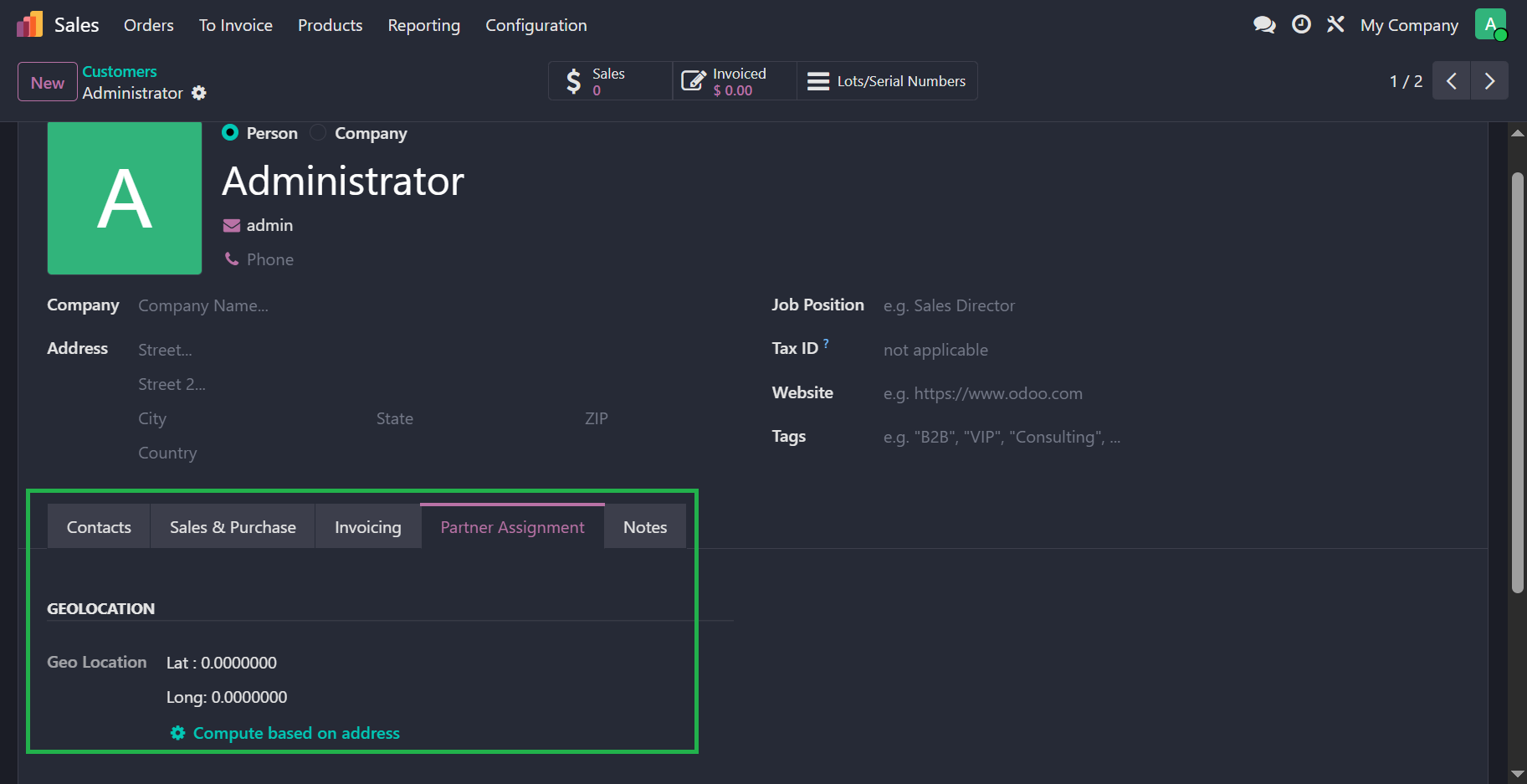 Partner latitude and longitude