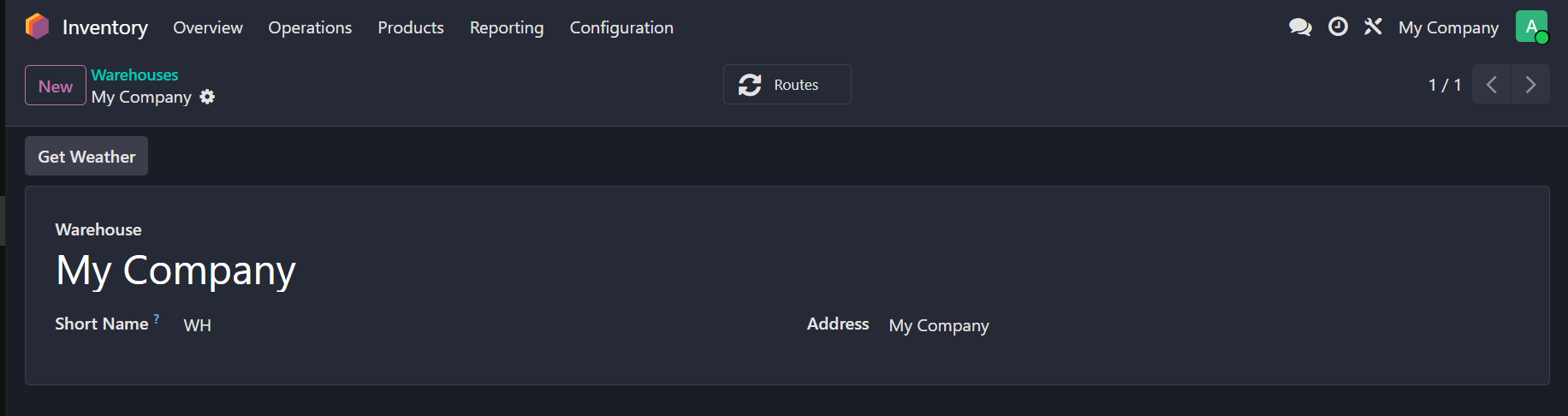 Action button to get weather data
